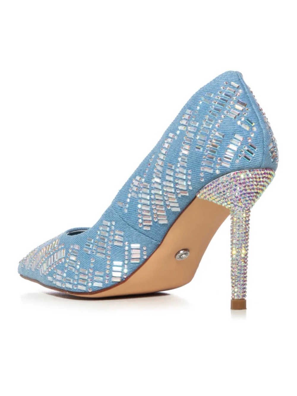 Azalea Wang Gizelle Denim Light Blue Crystal Pumps - Picture 3 of 5